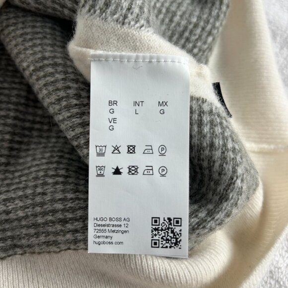 BOSS HUGO BOSS Womens Houndstooth Wool Crewneck Sweater Large Gray Pullover - Picture 3 of 9